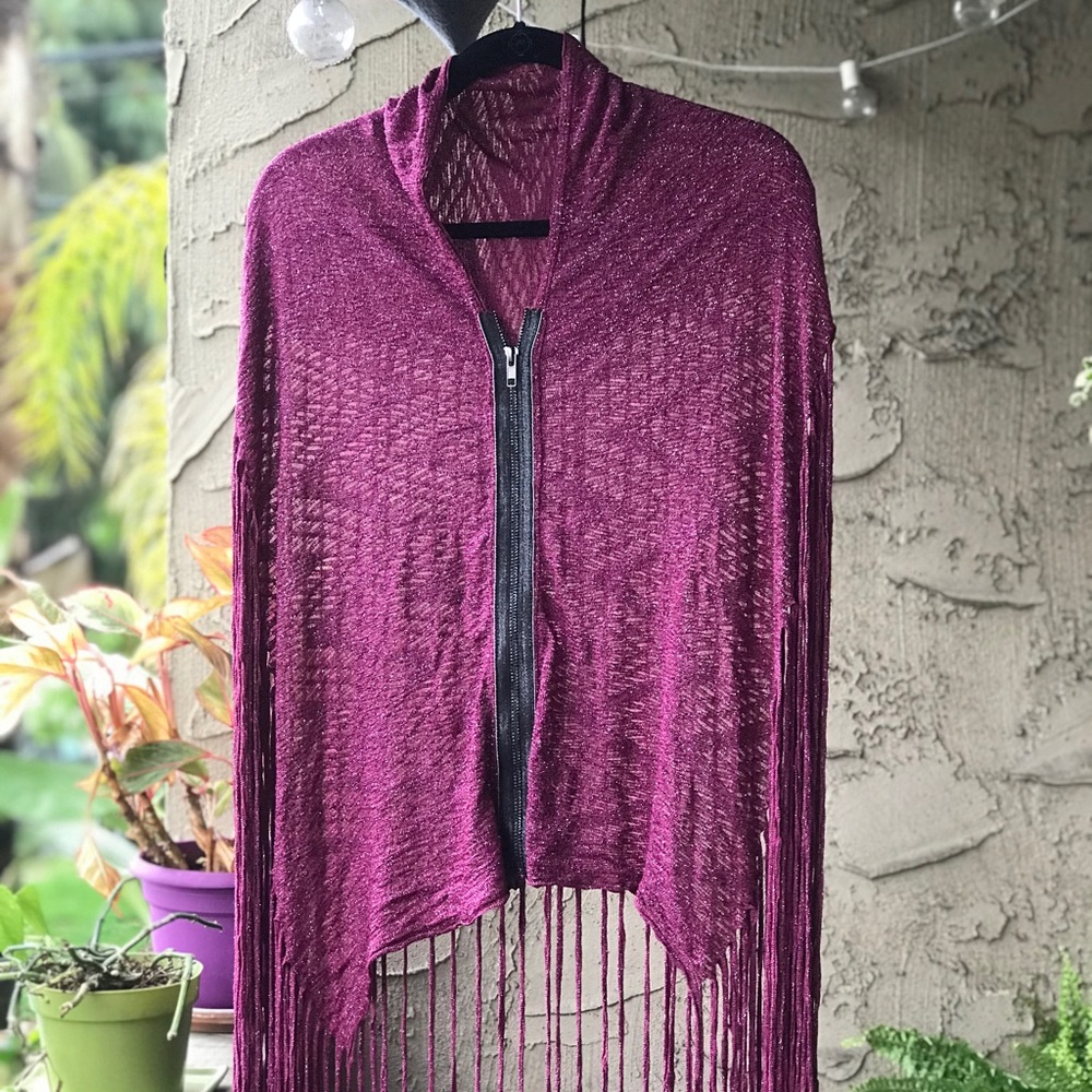 Fringe zip up shawl
